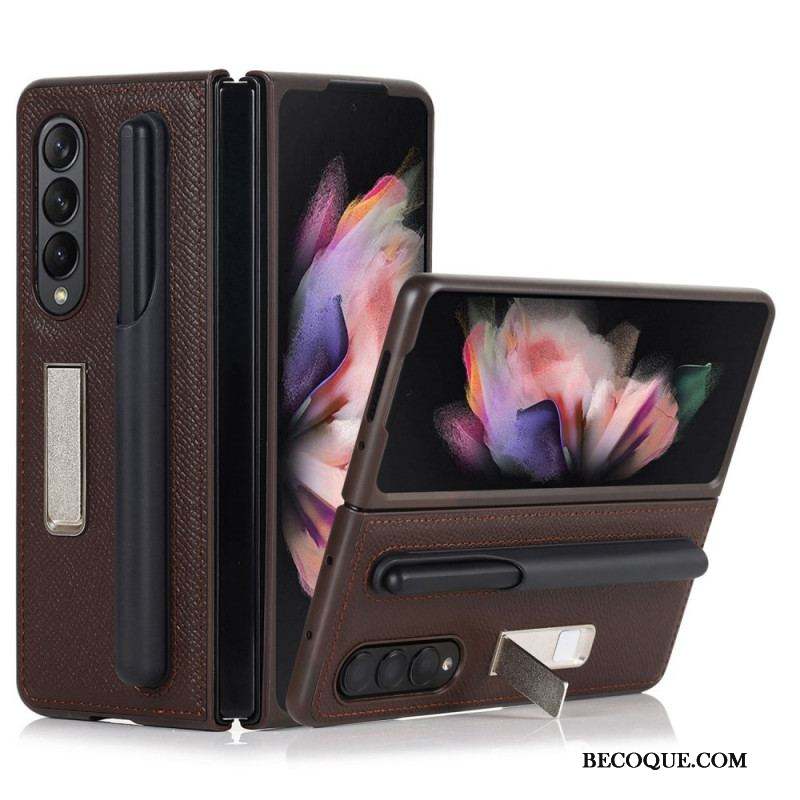 Coque Samsung Galaxy Z Fold 3 5G Cuir Véritable Support et Porte-Stylet