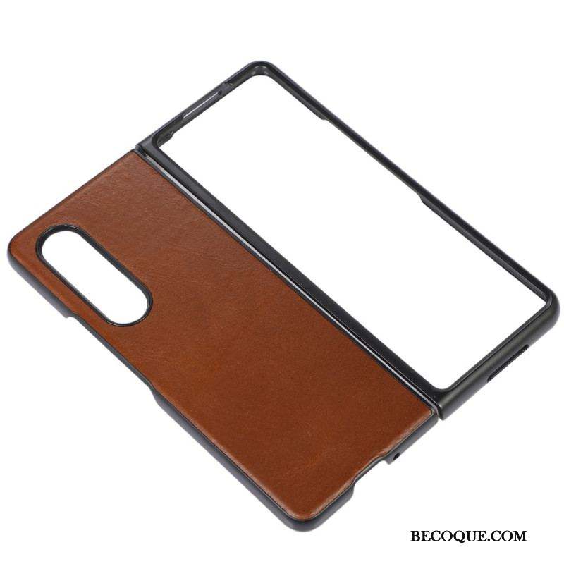 Coque Samsung Galaxy Z Fold 4 Classique Cuir Véritable de Vache