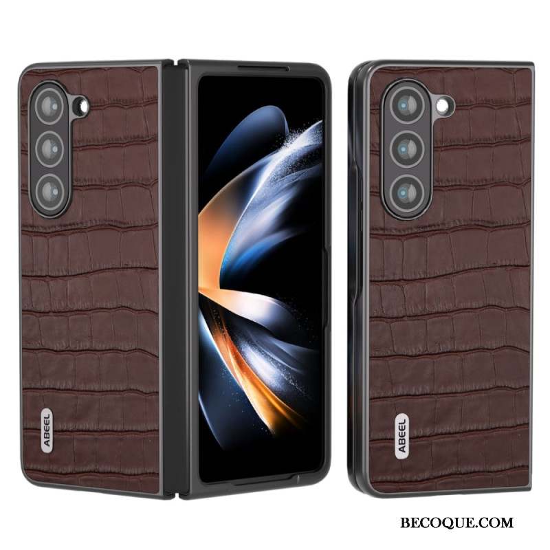 Coque Samsung Galaxy Z Fold 5 Cuir Véritable Design Crocodile