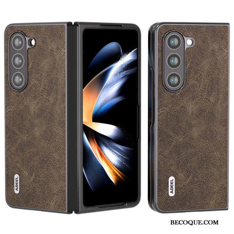 Coque Samsung Galaxy Z Fold 5 Simili Cuir Litchi ABEEL