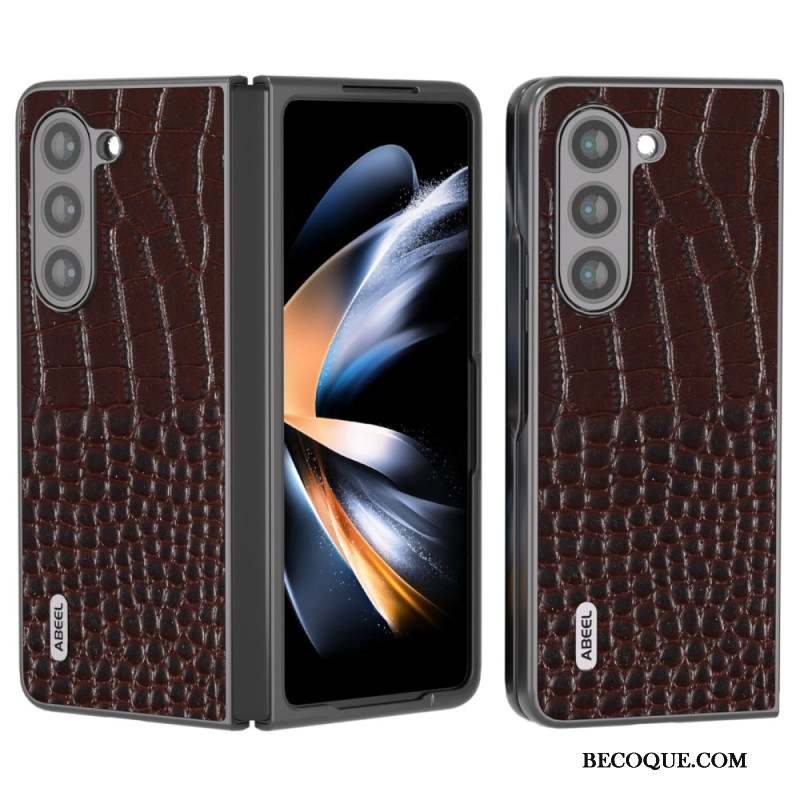 Coque Samsung Galaxy Z Fold 5 Vrai Cuir Effet Croco ABEEL