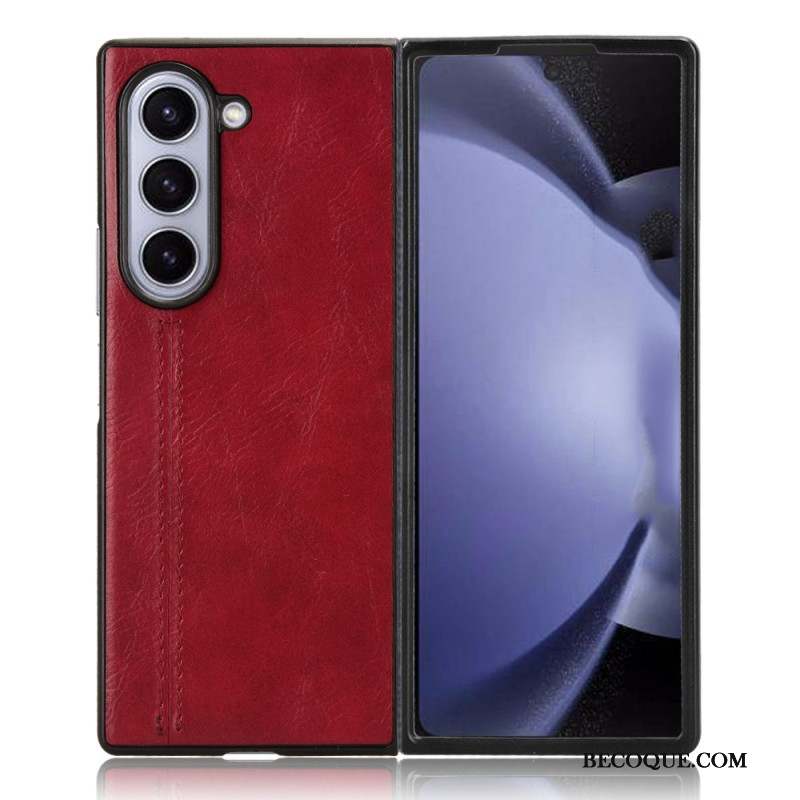 Coque Samsung Galaxy Z Fold 6 Simili Cuir Couture