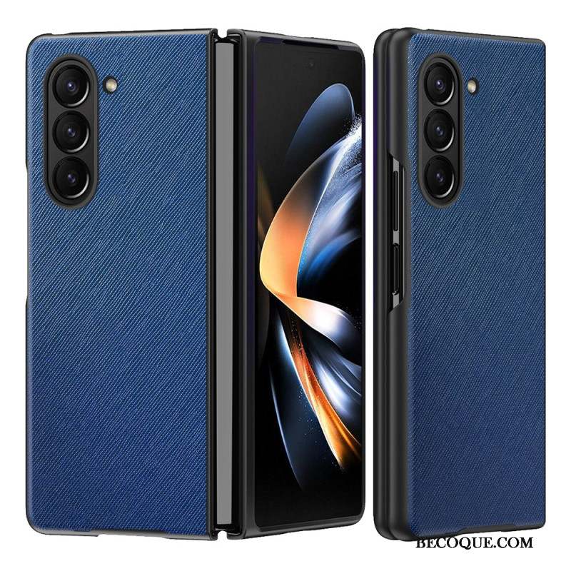 Coque Samsung Galaxy Z Fold Style Cuir Effet Tissé