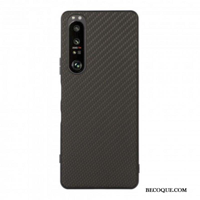 Coque Sony Xperia 1 III Effet Cuir Texture Fibre Carbone