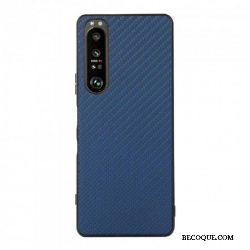 Coque Sony Xperia 1 III Effet Cuir Texture Fibre Carbone