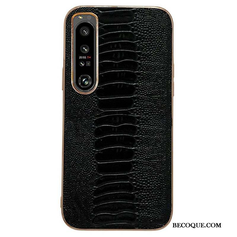 Coque Sony Xperia 1 IV Cuir Véritable Style Crocodile