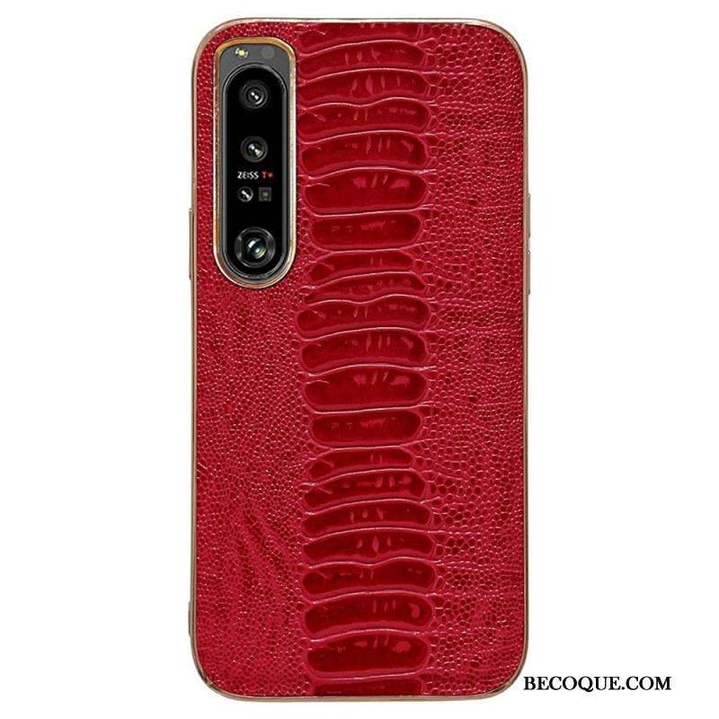 Coque Sony Xperia 1 IV Cuir Véritable Style Crocodile