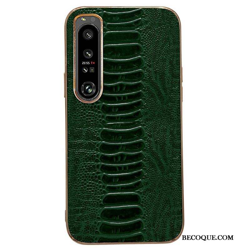 Coque Sony Xperia 1 IV Cuir Véritable Style Crocodile