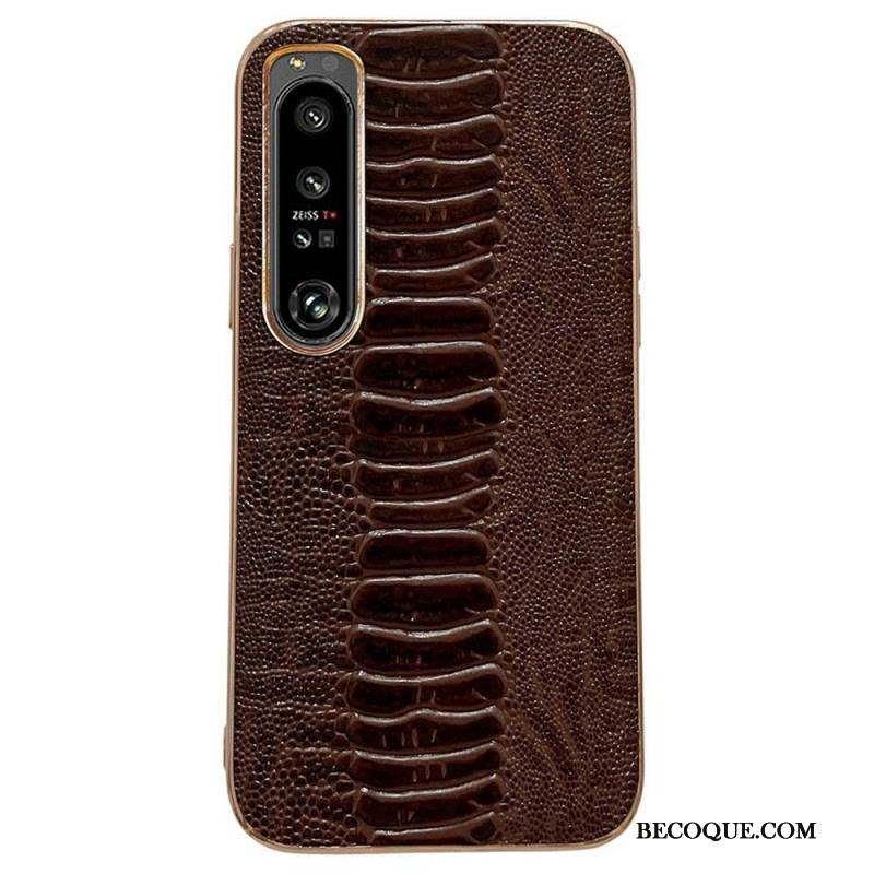 Coque Sony Xperia 1 IV Cuir Véritable Style Crocodile