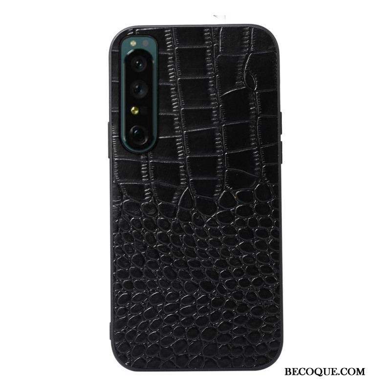 Coque Sony Xperia 1 IV Véritable Cuir Texture Crocodile