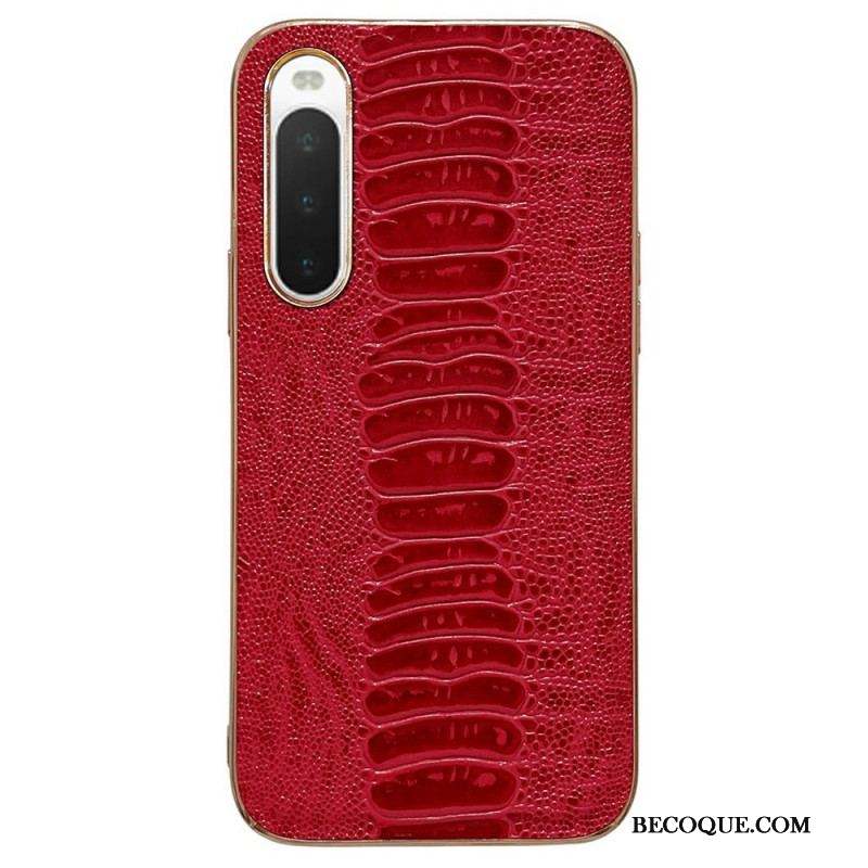 Coque Sony Xperia 10 IV Cuir Véritable Style Crocodile