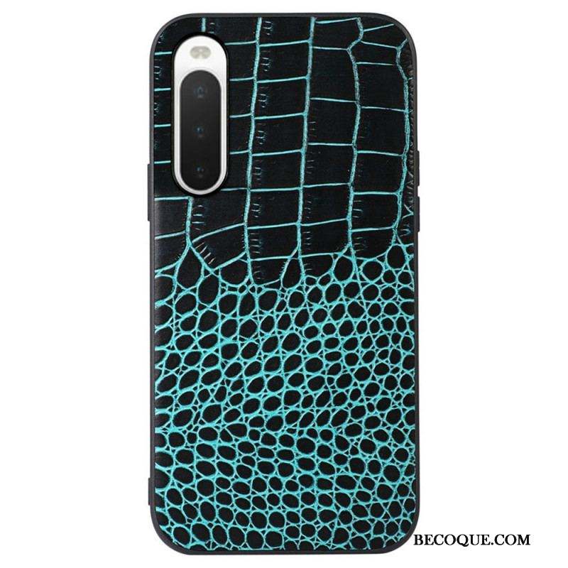 Coque Sony Xperia 10 IV Véritable Cuir Texture Crocodile