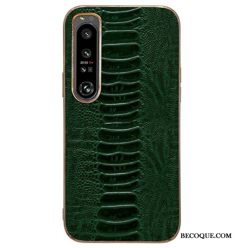 Coque Sony Xperia 5 IV Cuir Véritable Style Crocodile