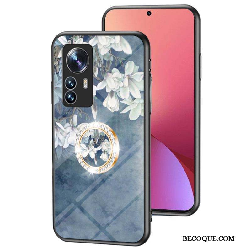 Coque Xiaomi 12 / 12X Verre Trempé avec Anneau Fleurs