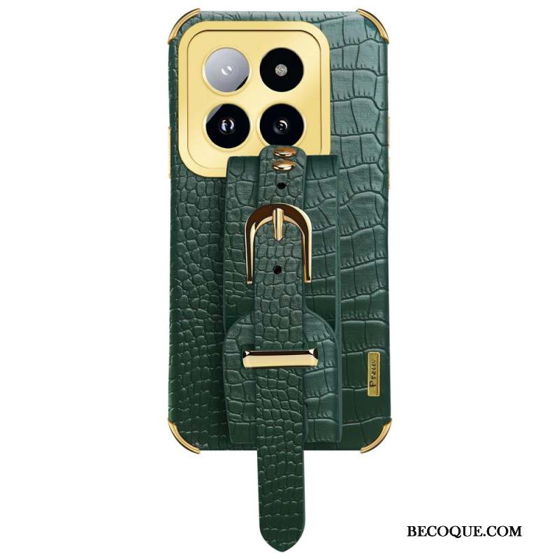 Coque Xiaomi 14 Pro Effet Crocodile avec Bracelet