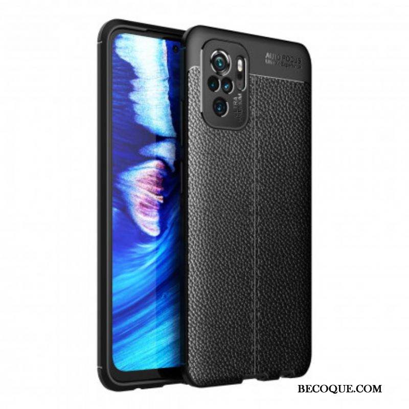 Coque Xiaomi Redmi Note 10/10S/Poco M5s Effet Cuir Litchi Double line