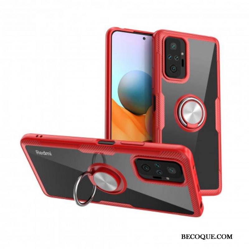 Coque Xiaomi Redmi Note 10 Pro Fibre Carbone Anneau Métallique