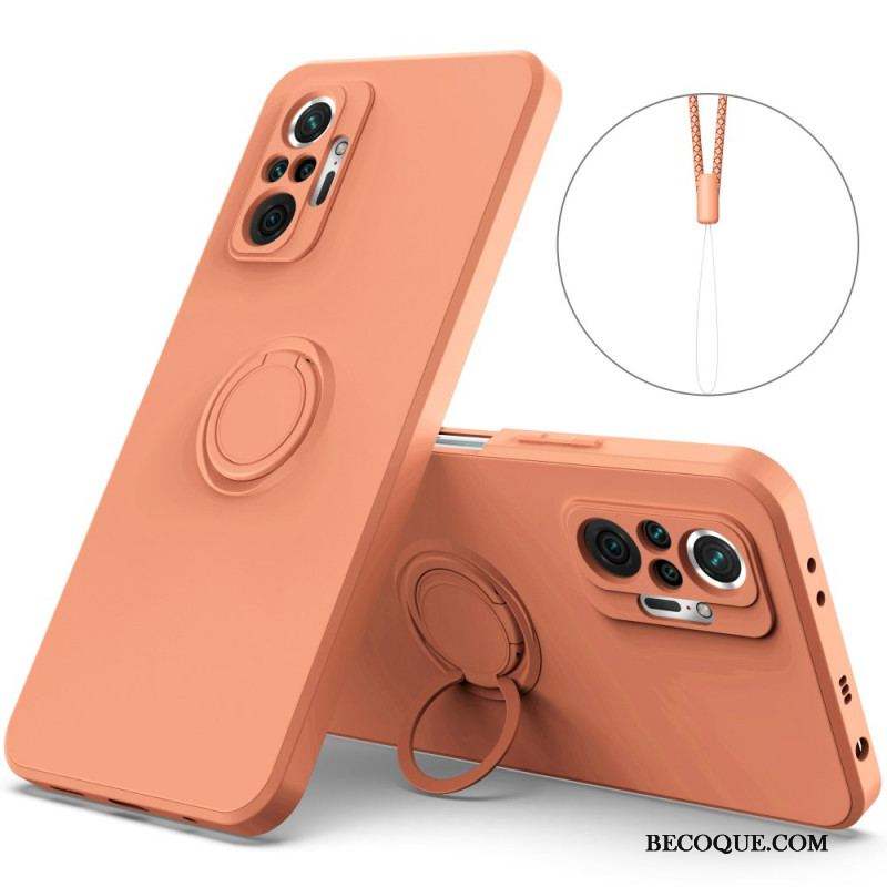 Coque Xiaomi Redmi Note 10 Pro Silicone Liquide Anneau et Lanière