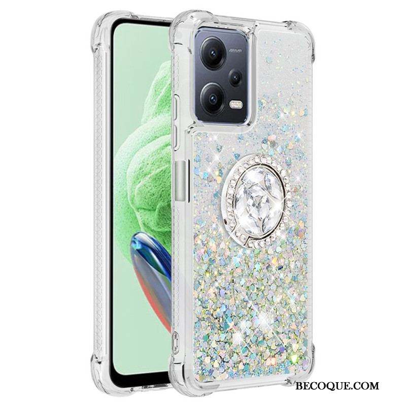 Coque Xiaomi Redmi Note 12/Poco X5 5G Paillettes Colorées Anneau-Support