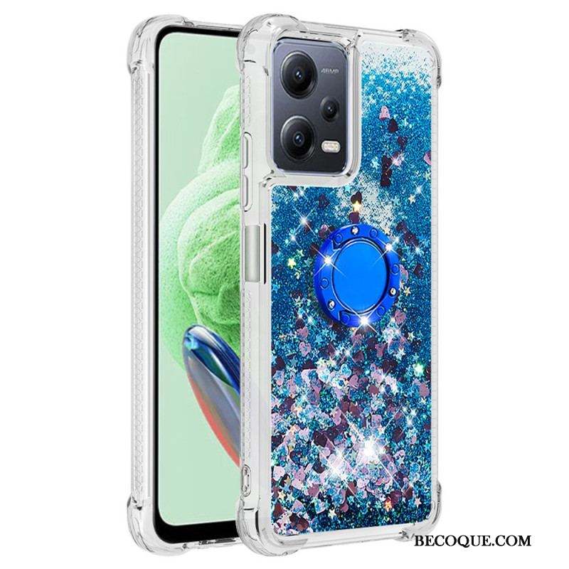 Coque Xiaomi Redmi Note 12/Poco X5 5G Paillettes Colorées Anneau-Support