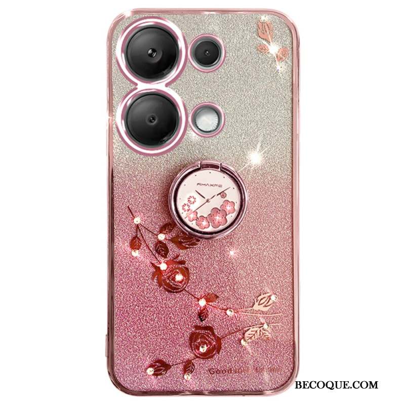 Coque Xiaomi Redmi Note 13 4G Paillettes et Strass Anneau-Support KADEM