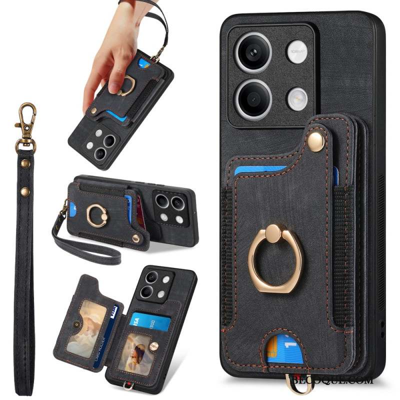 Coque Xiaomi Redmi Note 13 4G Vintage avec Porte-Cartes et Lanière