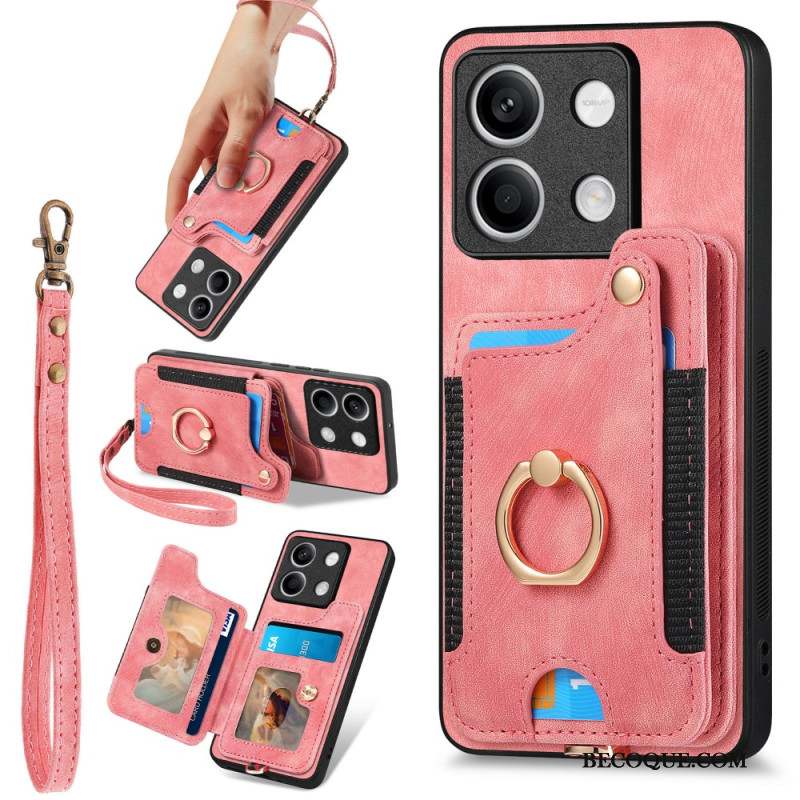 Coque Xiaomi Redmi Note 13 4G Vintage avec Porte-Cartes et Lanière