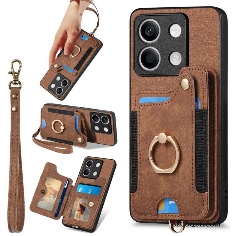 Coque Xiaomi Redmi Note 13 4G Vintage avec Porte-Cartes et Lanière