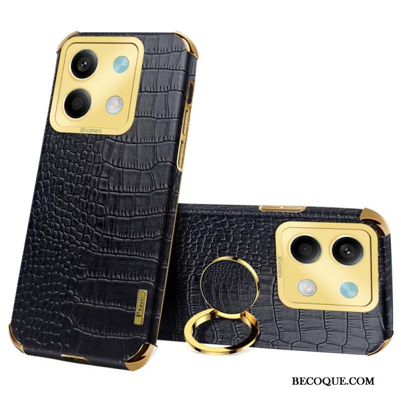 Coque Xiaomi Redmi Note 13 5G Style Crocodile avec Anneau de Support