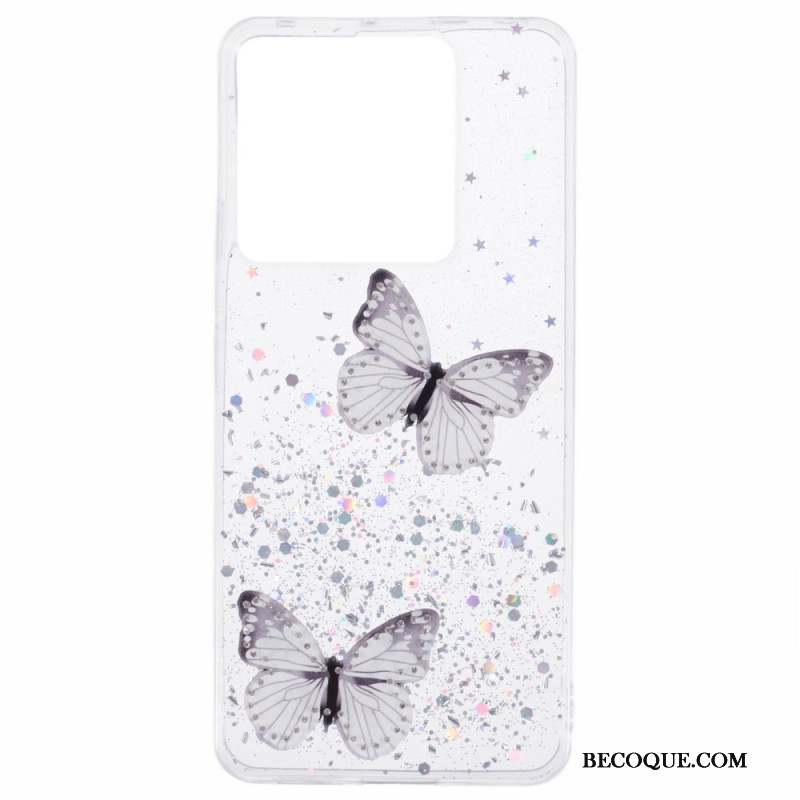 Coque Xiaomi Redmi Note 13 Pro 5G / Poco X6 5G Paillettes Papillons