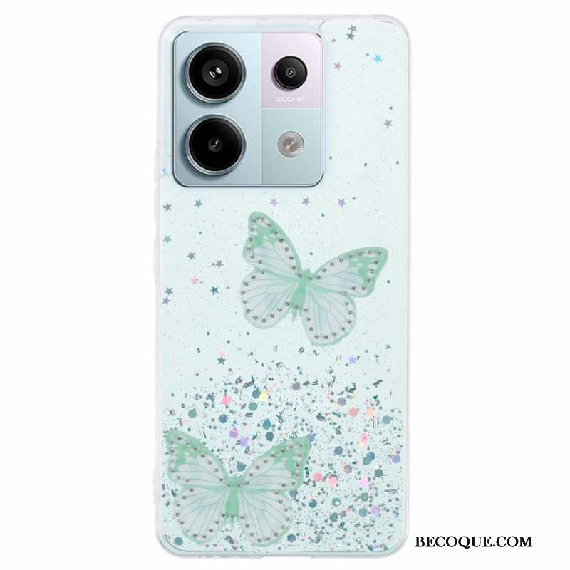 Coque Xiaomi Redmi Note 13 Pro 5G / Poco X6 5G Paillettes Papillons