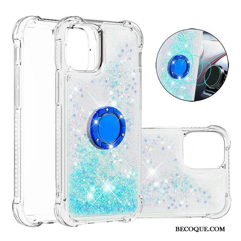 Coque iPhone 13 Mini Paillettes avec Anneau-Support