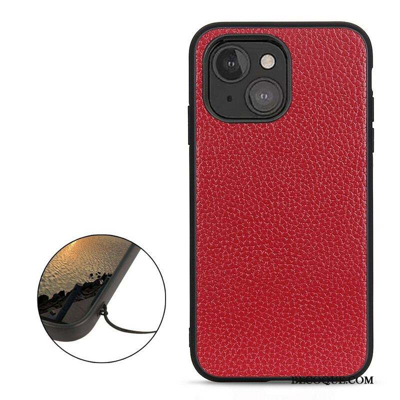 Coque iPhone 13 Mini Véritable Cuir Litchi