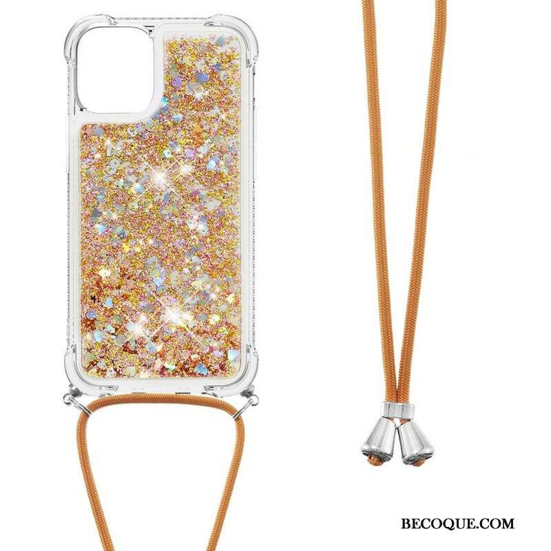 Coque iPhone 13 Pro Paillettes avec Cordon