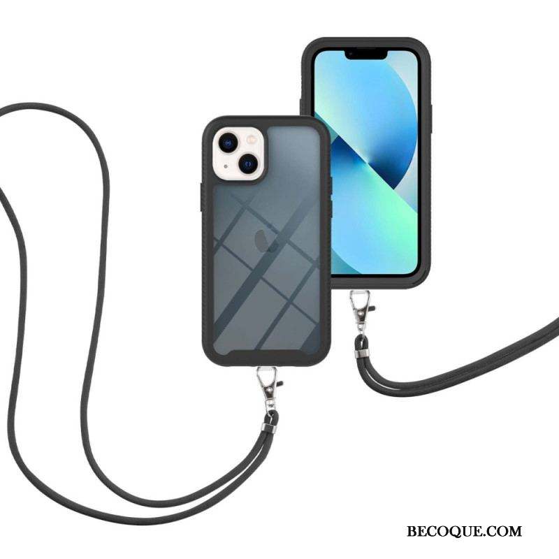 Coque iPhone 14 Hybride avec Cordon et Contour coloré