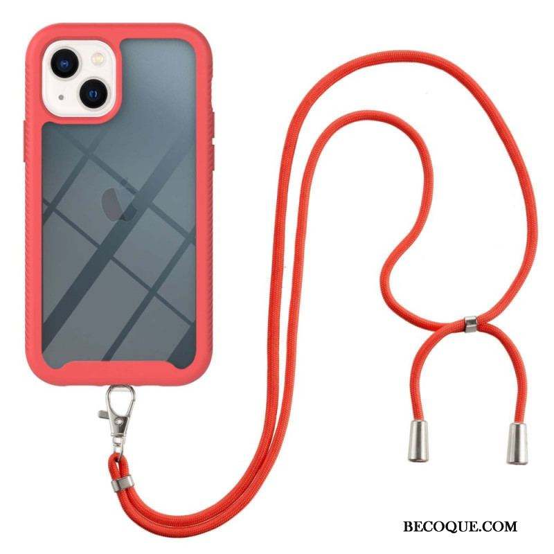 Coque iPhone 14 Hybride avec Cordon et Contour coloré