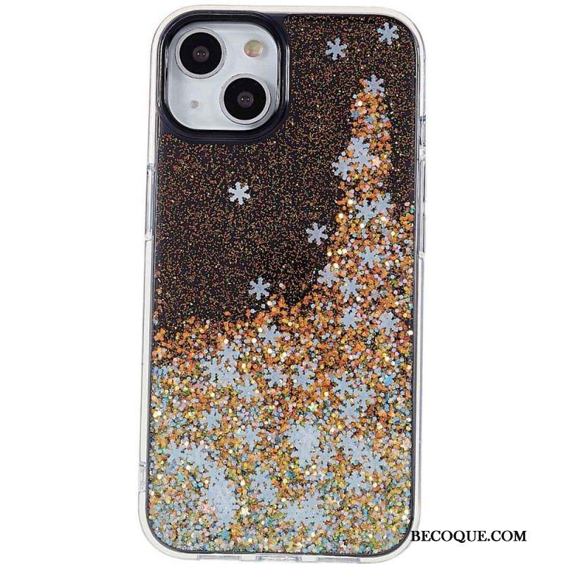 Coque iPhone 14 Paillettes Flocons