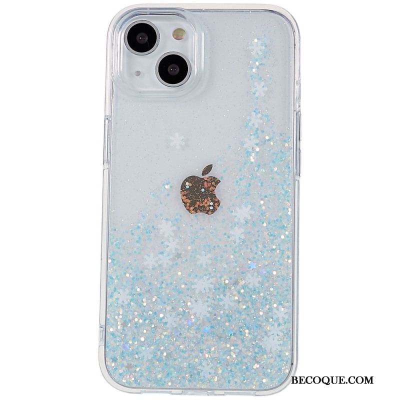 Coque iPhone 14 Paillettes Flocons