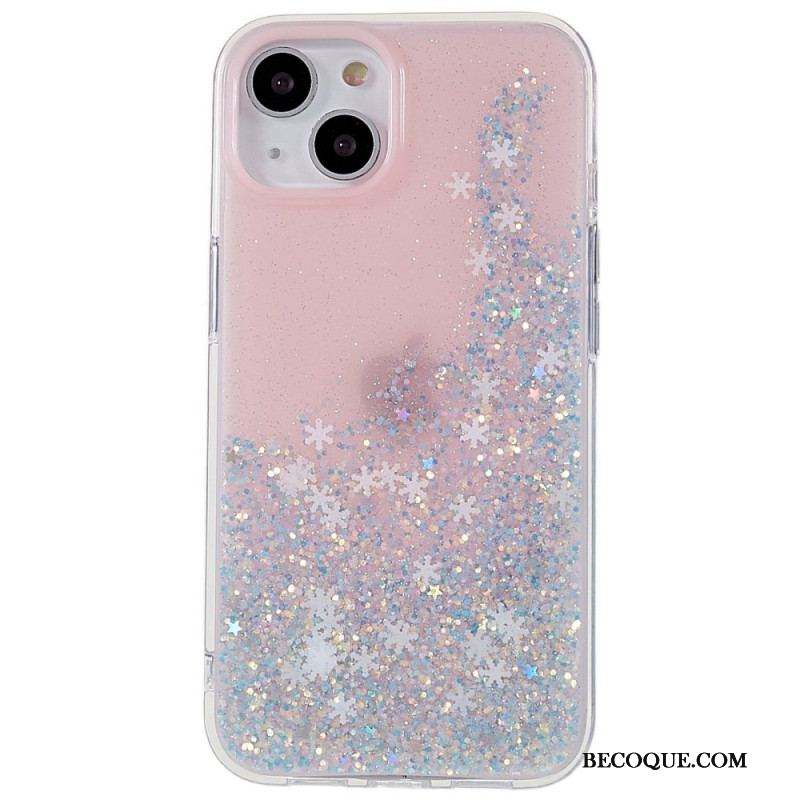 Coque iPhone 14 Paillettes Flocons