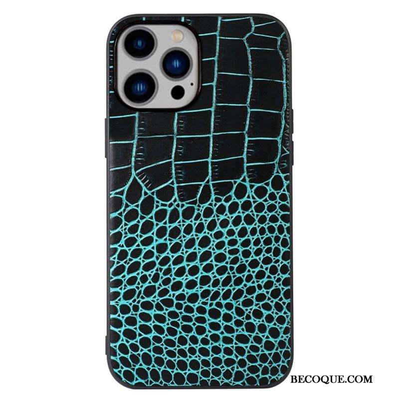 Coque iPhone 14 Plus Cuir Véritable Texture Crocodile