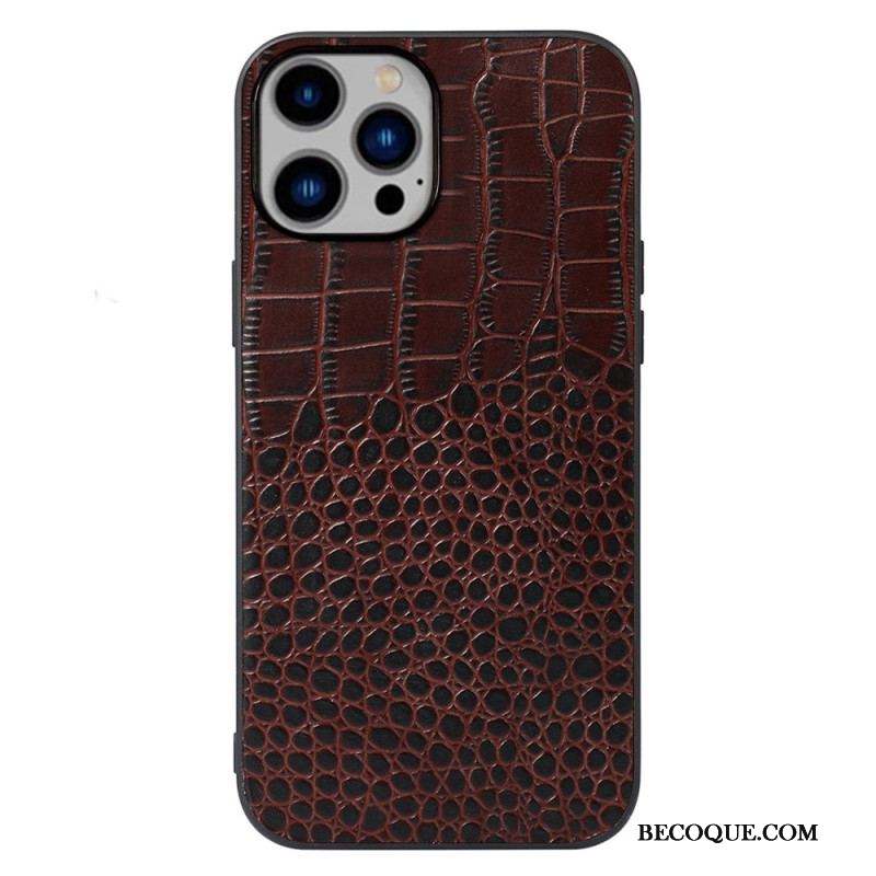 Coque iPhone 14 Plus Cuir Véritable Texture Crocodile