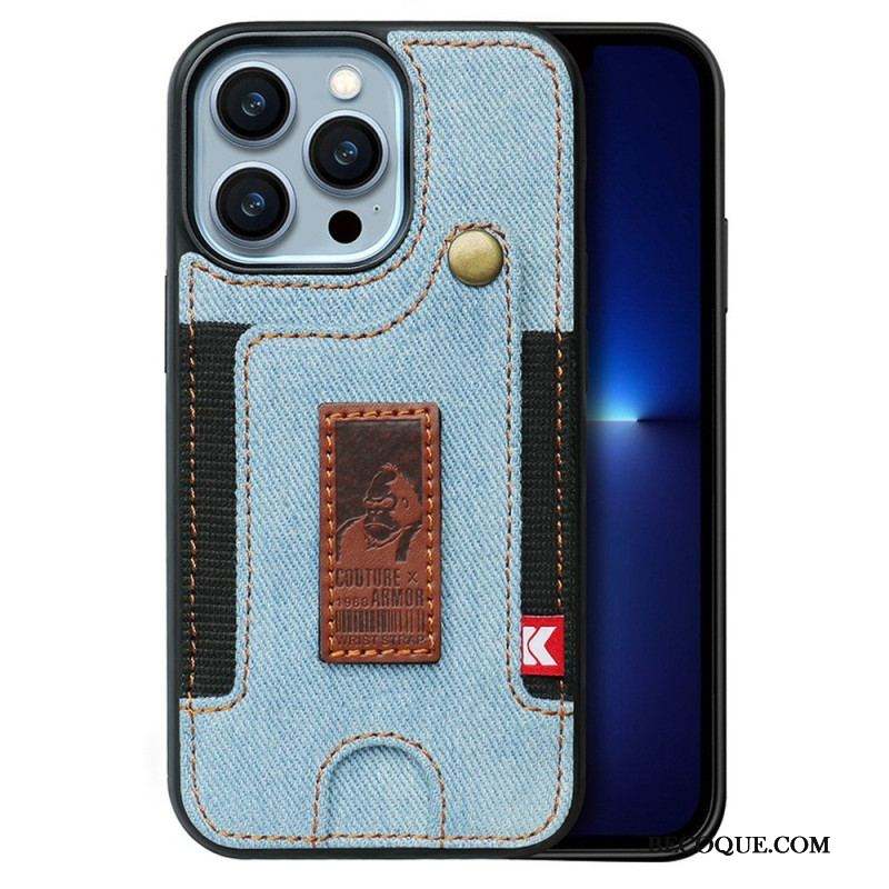 Coque iPhone 14 Porte-Cartes et Sangle Jeans