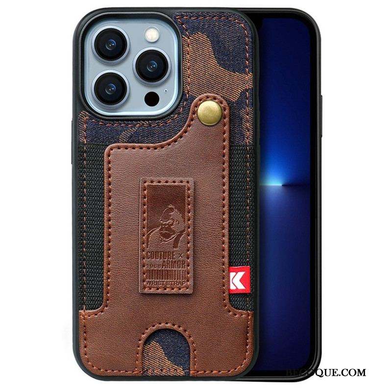 Coque iPhone 14 Porte-Cartes et Sangle Jeans