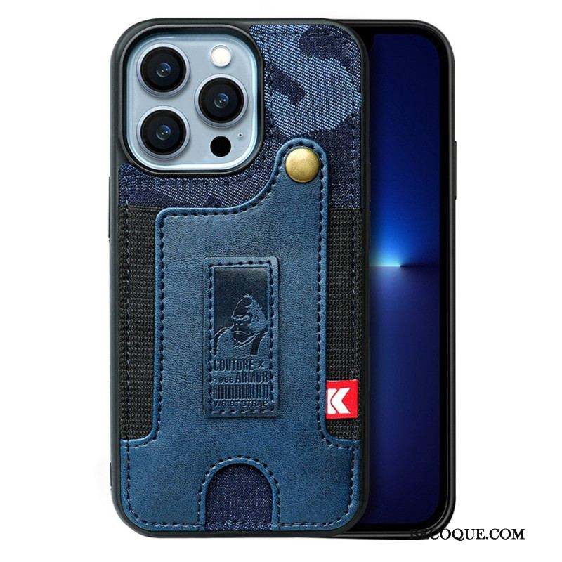 Coque iPhone 14 Porte-Cartes et Sangle Jeans