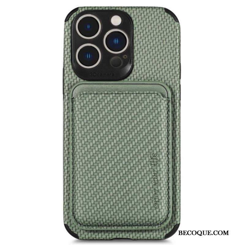 Coque iPhone 14 Pro Fibre de Carbone et Portefeuille Magnétique