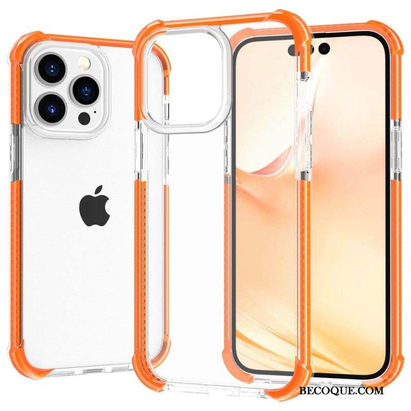 Coque iPhone 14 Pro Max Transparente Rebords Colorés