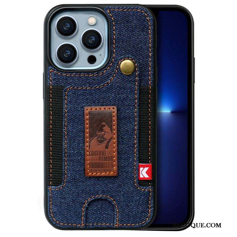 Coque iPhone 14 Pro Porte-Cartes et Sangle Jeans