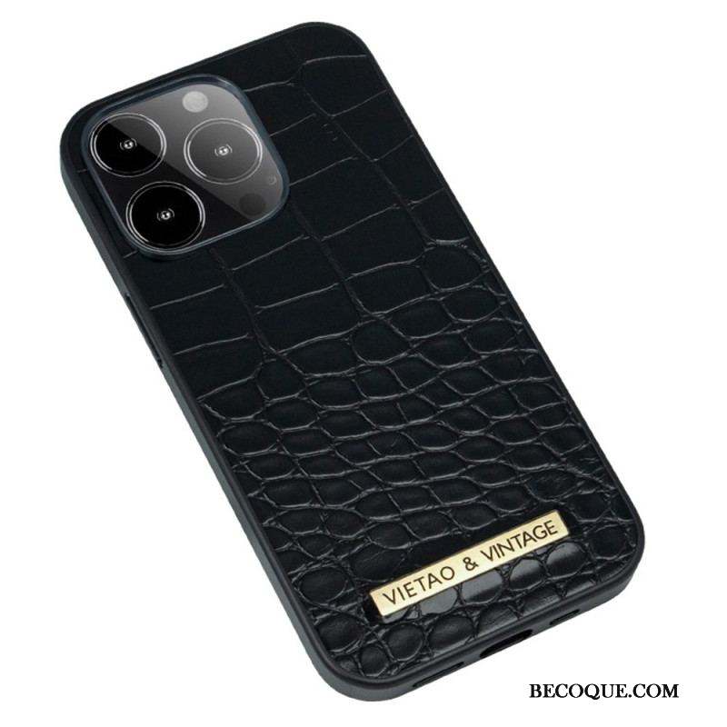 Coque iPhone 14 Pro Simili Cuir Crocodile VIETAO