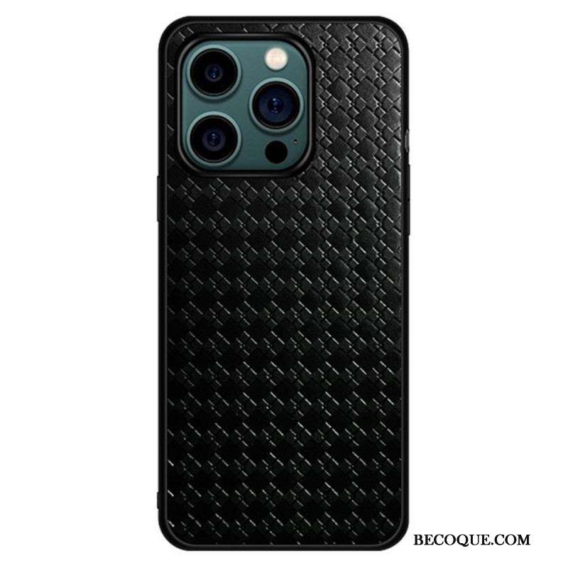 Coque iPhone 14 Pro Simili Cuir Tissé