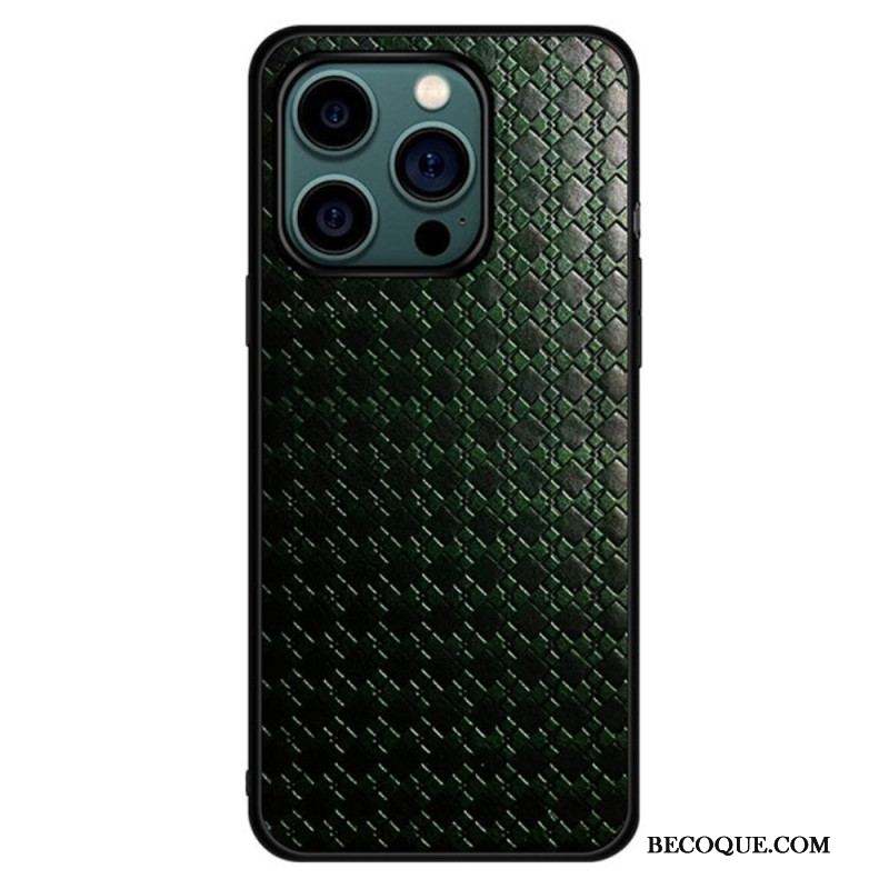 Coque iPhone 14 Pro Simili Cuir Tissé